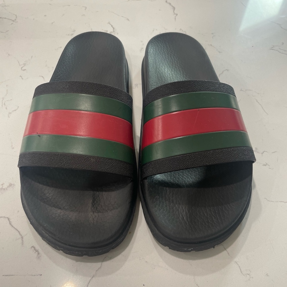 Gucci Men’s Web Slide Sandals (Authentic)